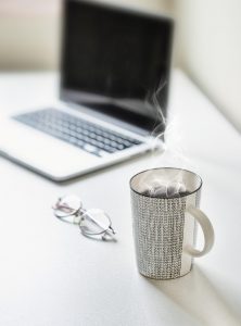 desk, tea, office